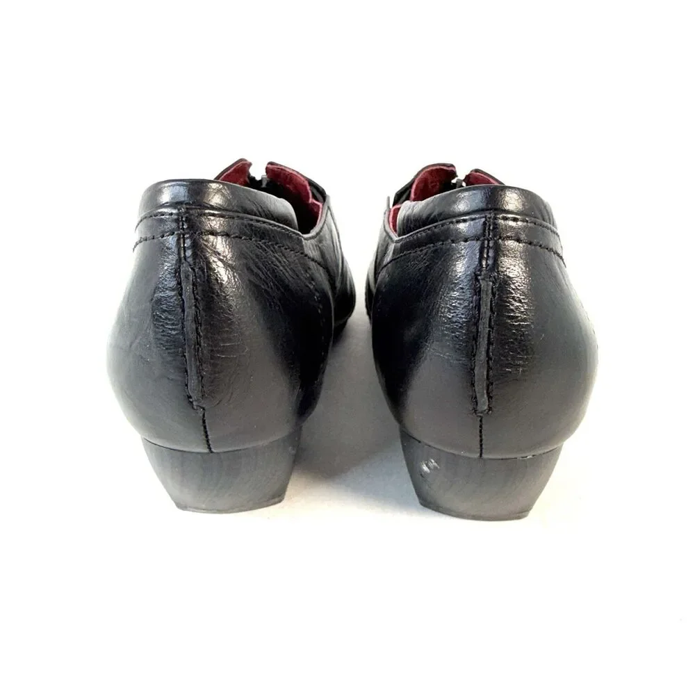 Josef Seibel Kylie Black Leather Zip Up Ankle Bootie Womens 11-11.5 Pointed EU42
